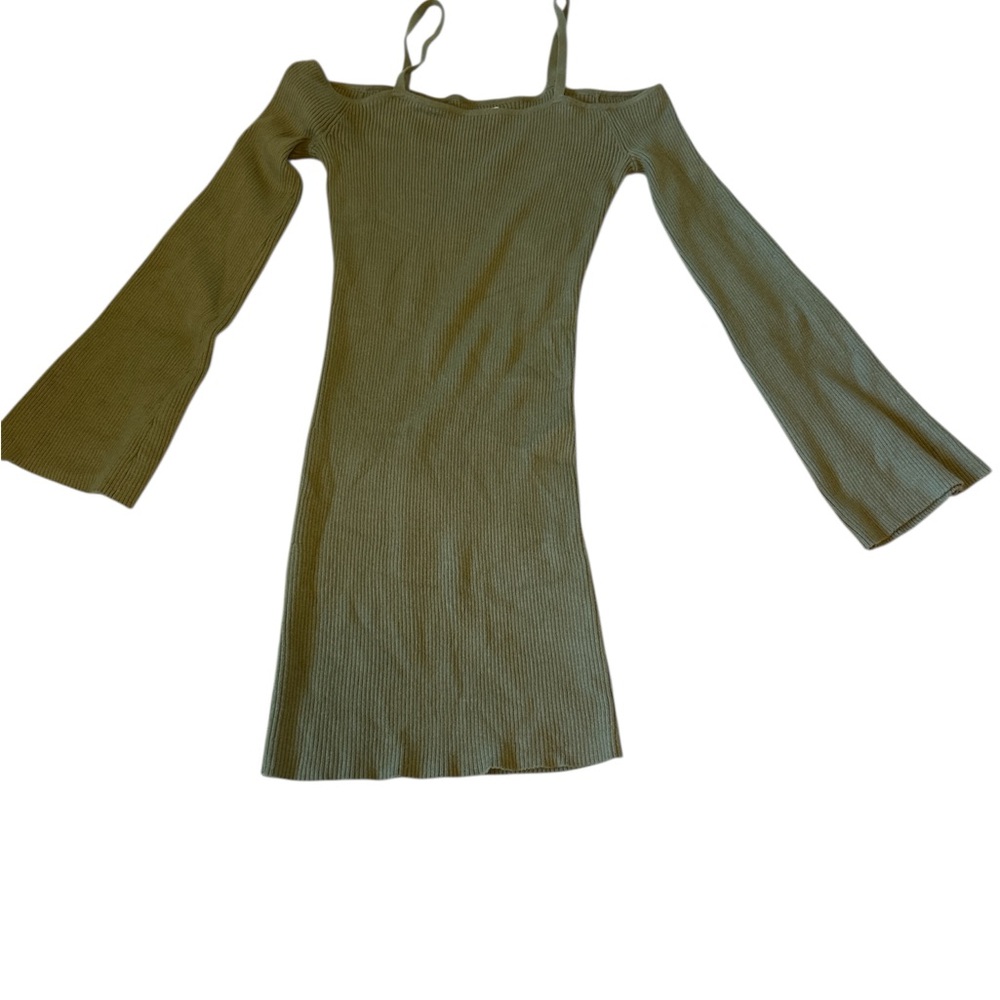 American Eagle Outfitters Olive Ribbed Knit Dress-Medium